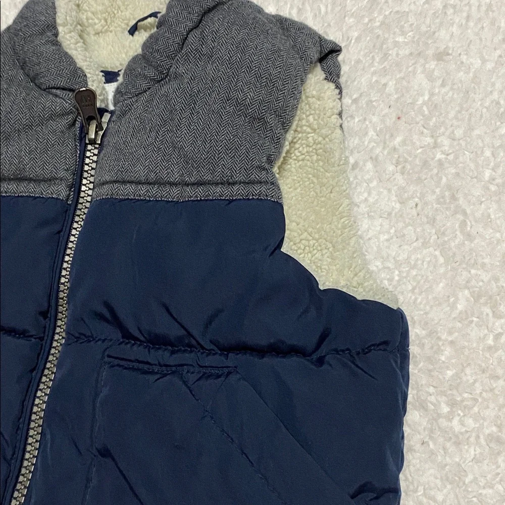 BABY GAP boys Sz 18mo - 24mo puffer vest navy / grey waterproof and lined ¥